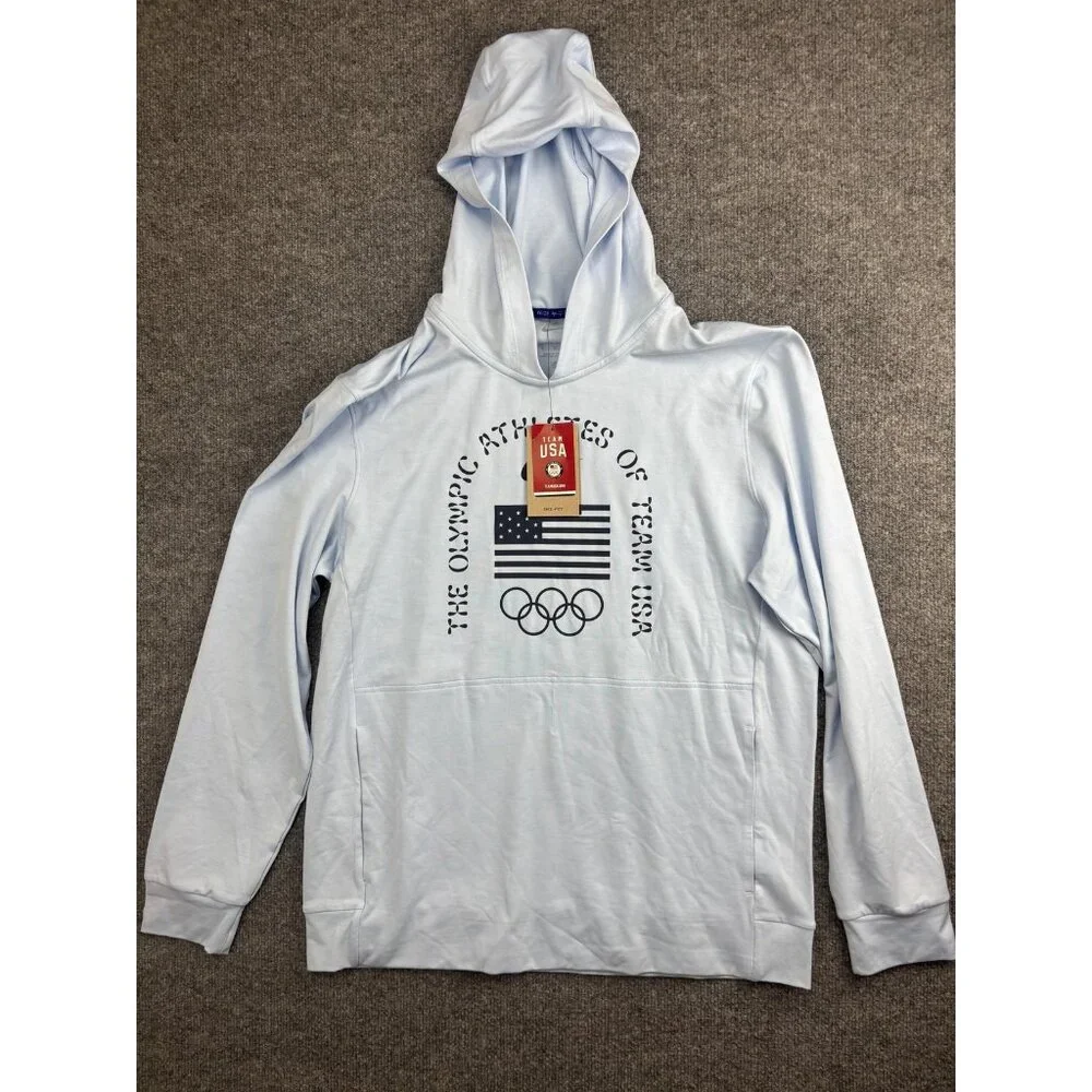 Nike Team USA Hoodie Mens Medium‎ Blue Lightweight Dri-FIT Pullover Olympic